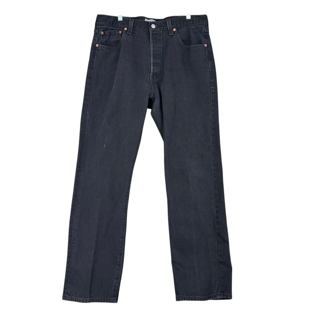 Levi's 501 Mens Black Straight Leg‎ Button Fly Jeans W38 L34